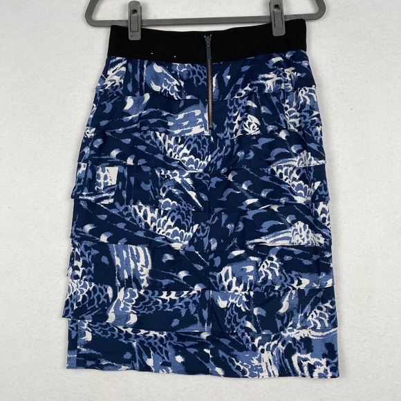 Alfani Women's Size 6‎ Blue Abstract Pattern Tiered Pencil Elastic Waist Skirt - Picture 4 of 7